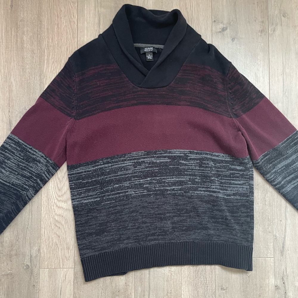 Maroon and Black Colorblock Sweater